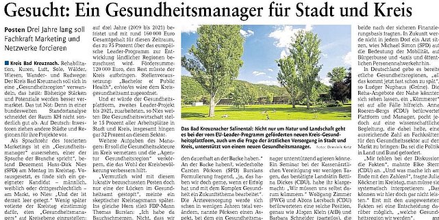 LEADER-Projekt "Gesundheitsnetzwerk Landkreis Bad Kreuznach" (Öffentlicher Anzeiger 05.09.2018) LEADER-Projekt "Gesundheitsnetzwerk Landkreis Bad Kreuznach" (Öffentlicher Anzeiger 05.09.2018)